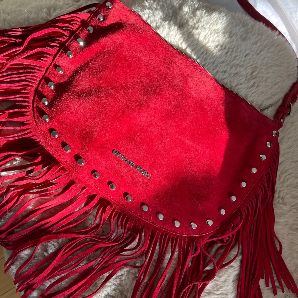 Michael Kors Billy Fringe Bag Red